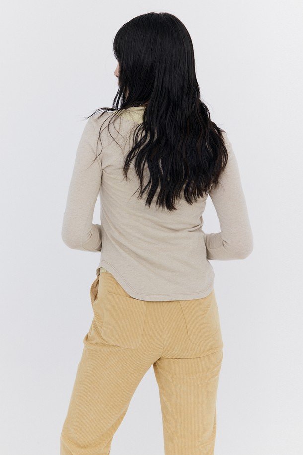 WNDERKAMMER - 롱/미디팬츠 - Corduroy semi-Bootcut Pants_Yellow