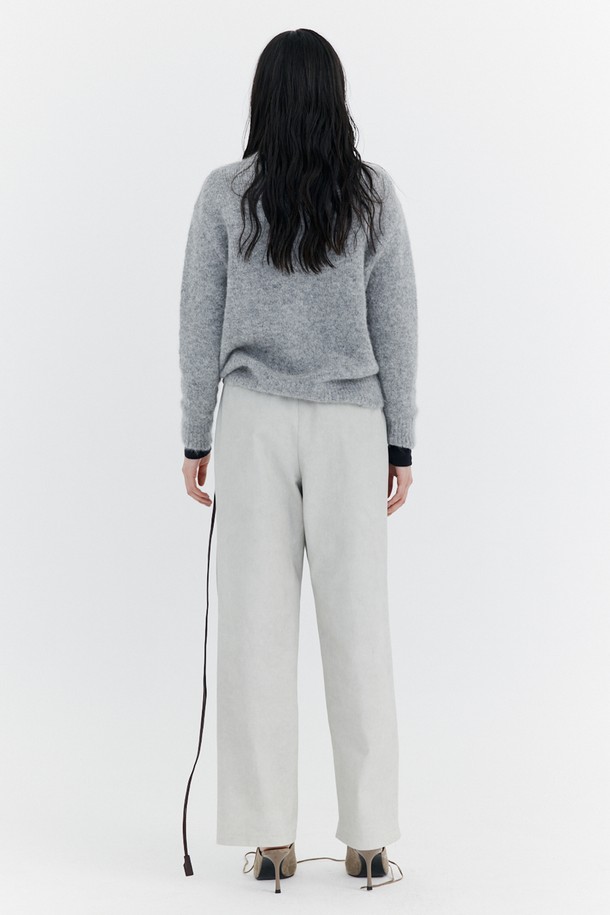 wnderkammer - 롱/미디팬츠 - Washed Cotton Wide Pants_Grey