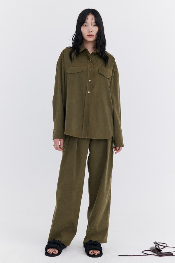 WNDERKAMMER - 롱/미디팬츠 - Cupra Wide Pants_Khaki