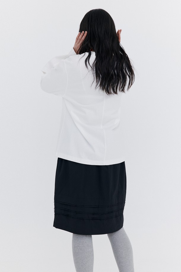 WNDERKAMMER - 미디스커트 - Raw-cut Tuck Skirt_Black