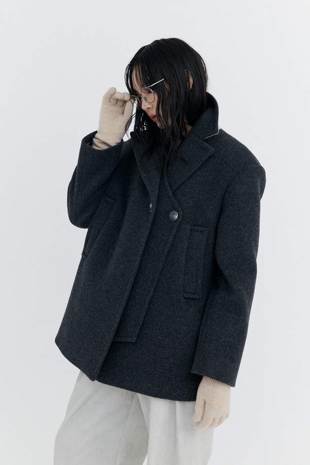 WNDERKAMMER - 코트 - Wool Half Coat_Charcoal