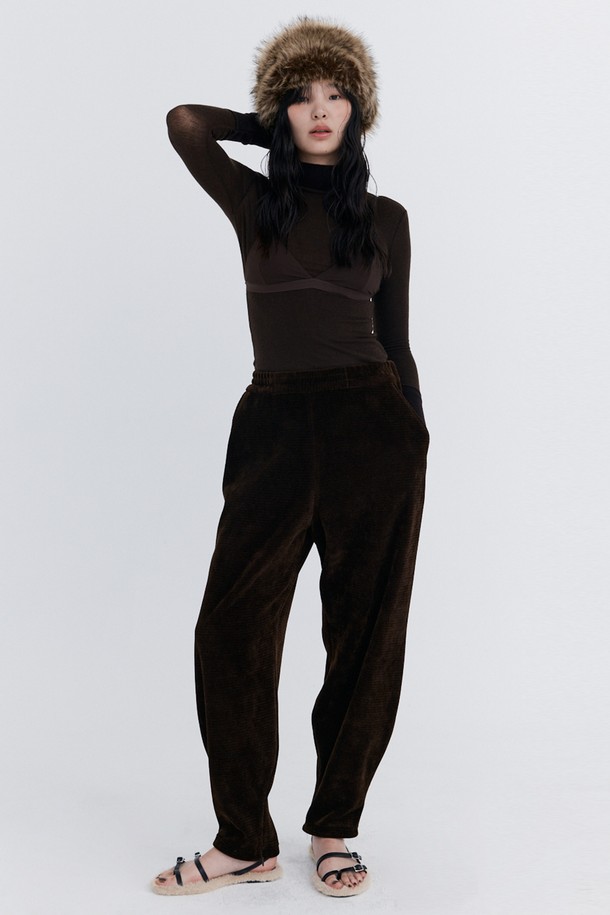 WNDERKAMMER - 롱/미디팬츠 - Corduroy Balloon Pants_Brown