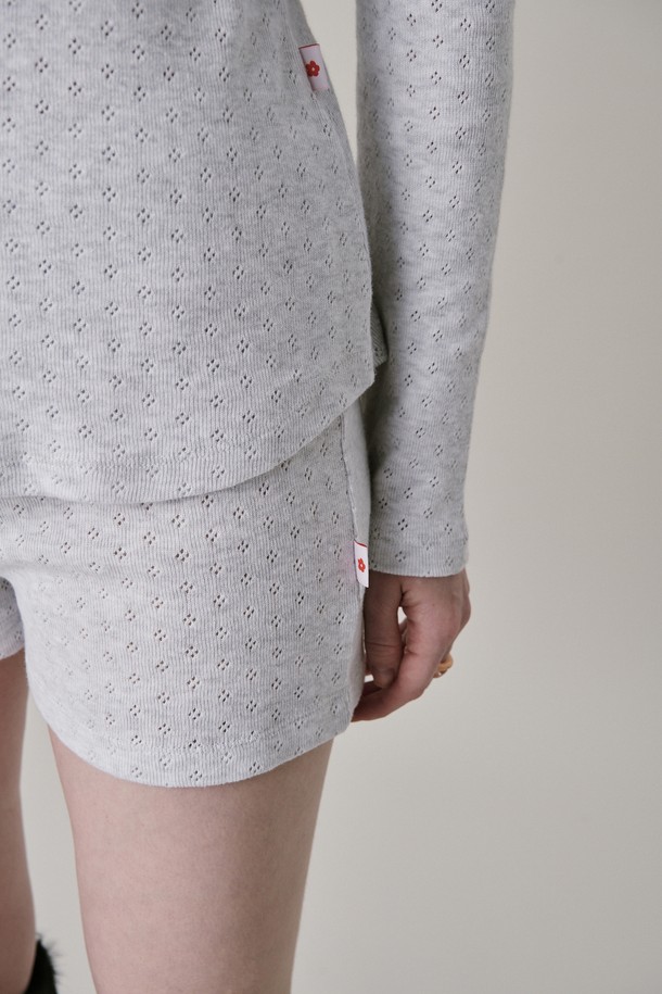 JUNEJUNE SPACE - 쇼트팬츠 - Patterned Knit Shorts_Grey