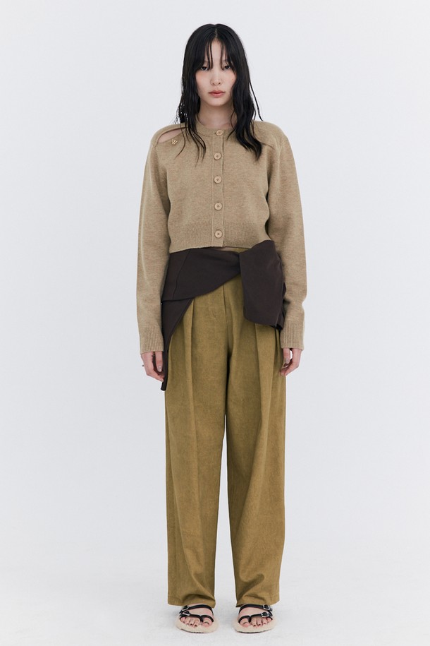 WNDERKAMMER - 가디건 - Open Point Crop Knit Cardigan_Beige