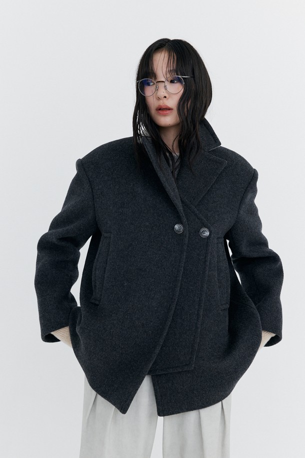 WNDERKAMMER - 코트 - Wool Half Coat_Charcoal