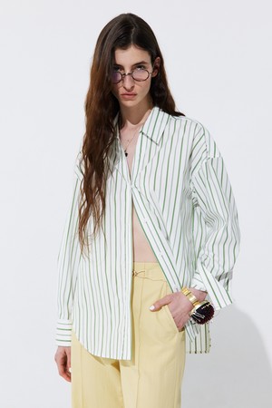 Stripe V-neck Shirts_Light Green