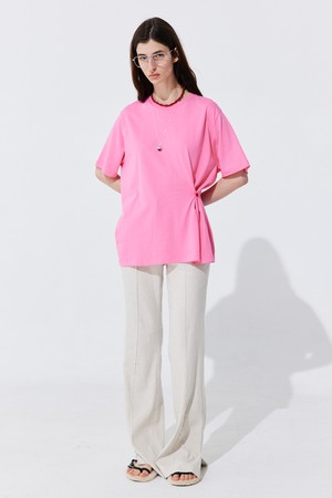 Button Line T-shirt_Hot Pink