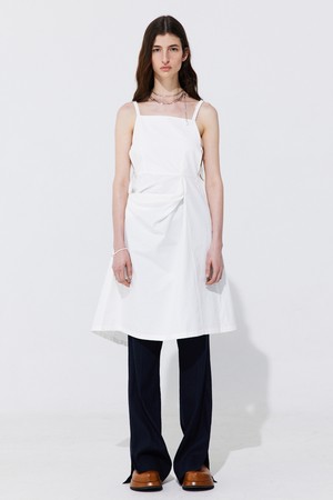 Shirring Back Line Layered Dress_White