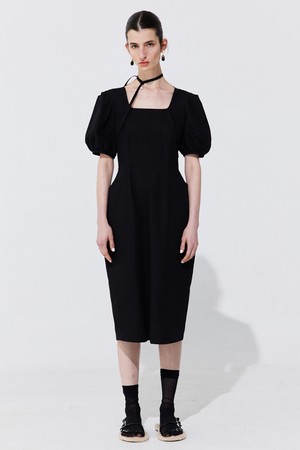 Pearl Balloon Line Dress_Black