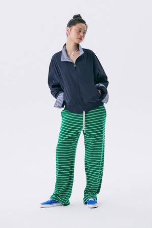 Stripe Terry Banding Pants_Green