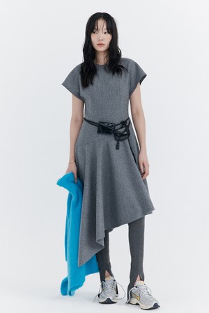 Raw-cut Wool Dress_Grey