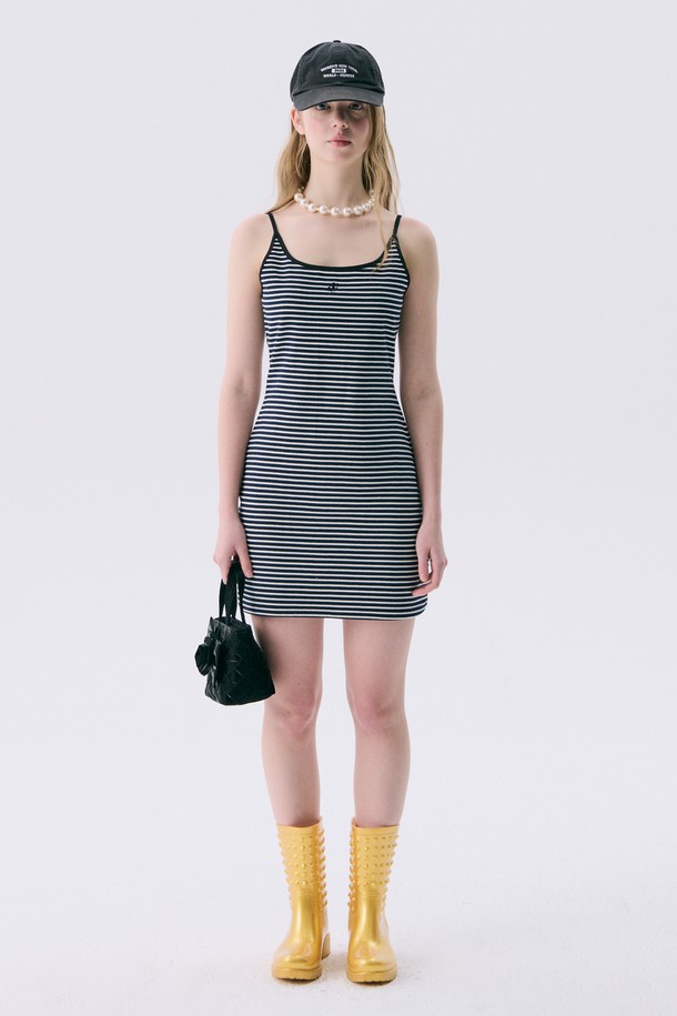 JUNEJUNE SPACE - 민소매 원피스 - VOL11.Stripe Mini Jersey Dress_DARK NAVY