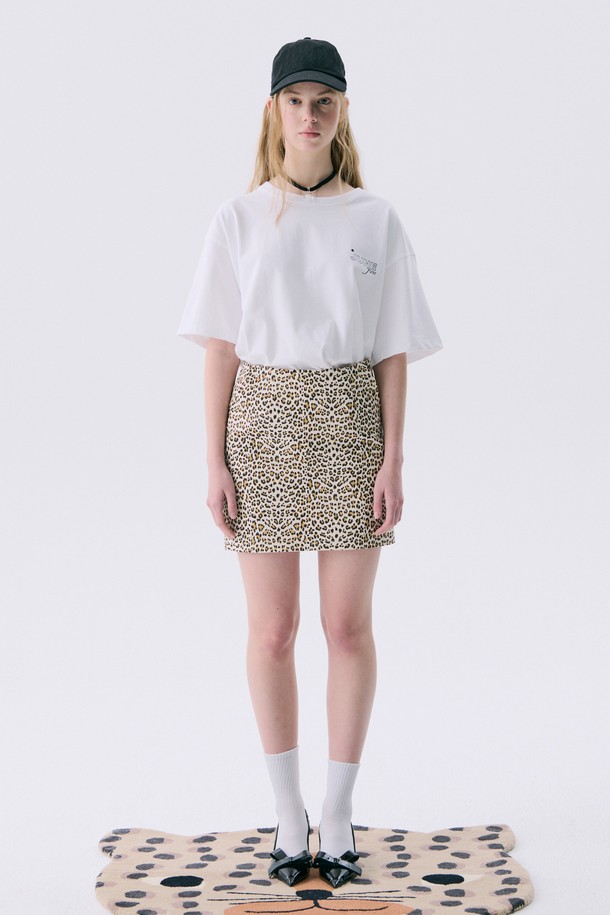 JUNEJUNE SPACE - 미니스커트 - VOL11.Leopard mini skirt_Beige