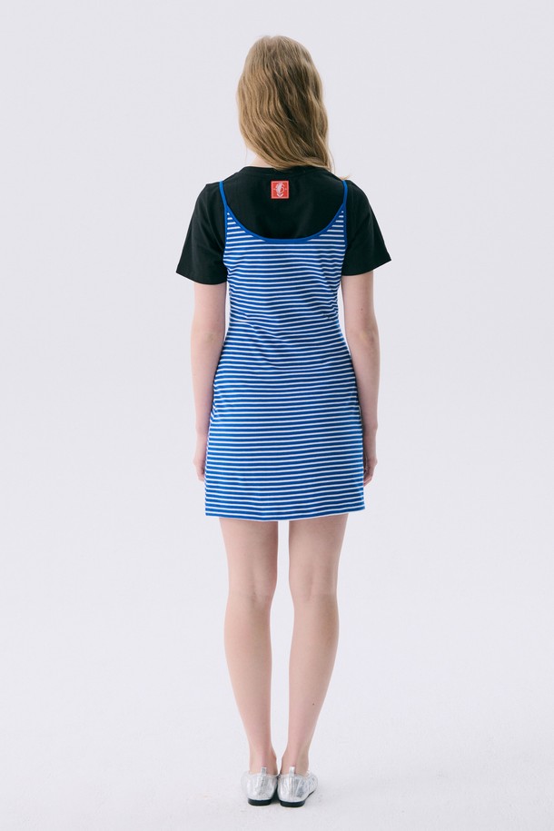 JUNEJUNE SPACE - 민소매 원피스 - VOL11.Stripe Mini Jersey Dress_Blue