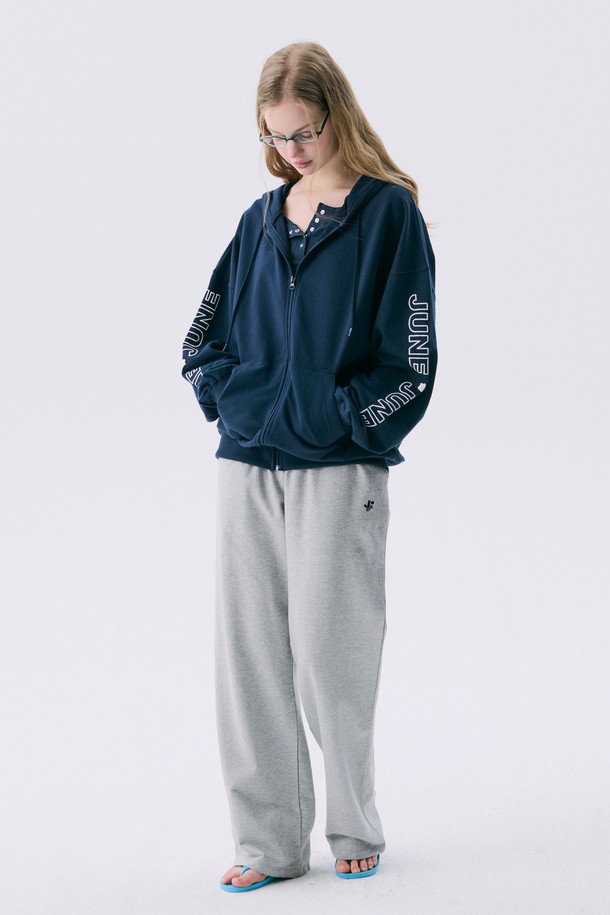 JUNEJUNE SPACE - 점퍼 - VOL11.Boxy Hood Zip-up_Navy