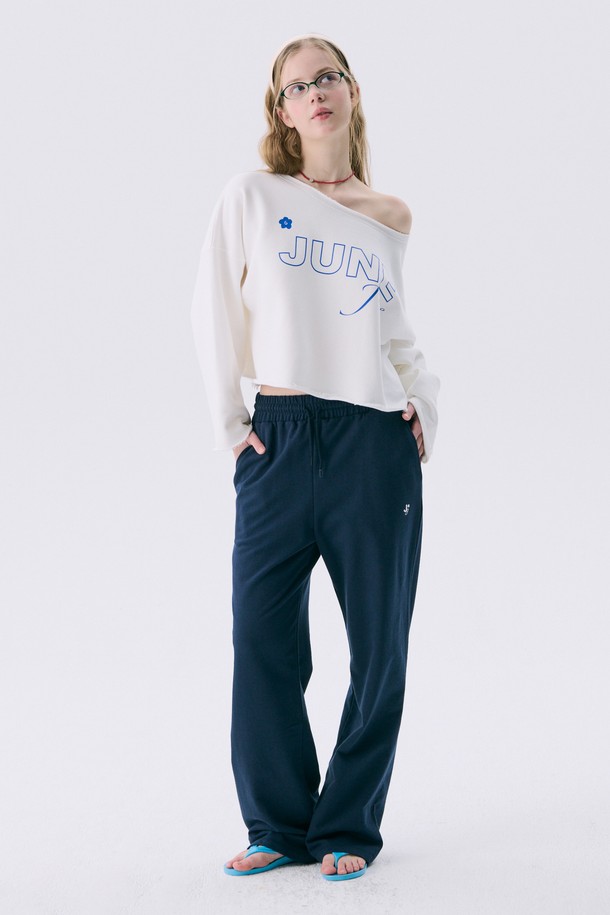 JUNEJUNE SPACE - 긴소매 티셔츠 - [1차 리오더] VOL11.Lawcut Mini Sweat_White