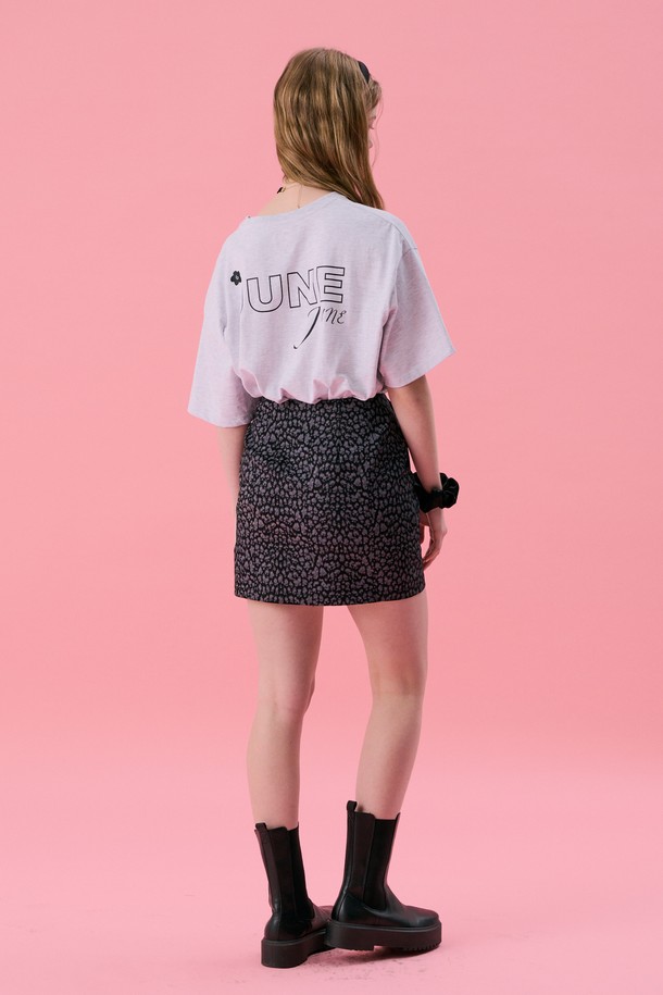 JUNEJUNE SPACE - 미니스커트 - VOL11.Leopard mini skirt_Black