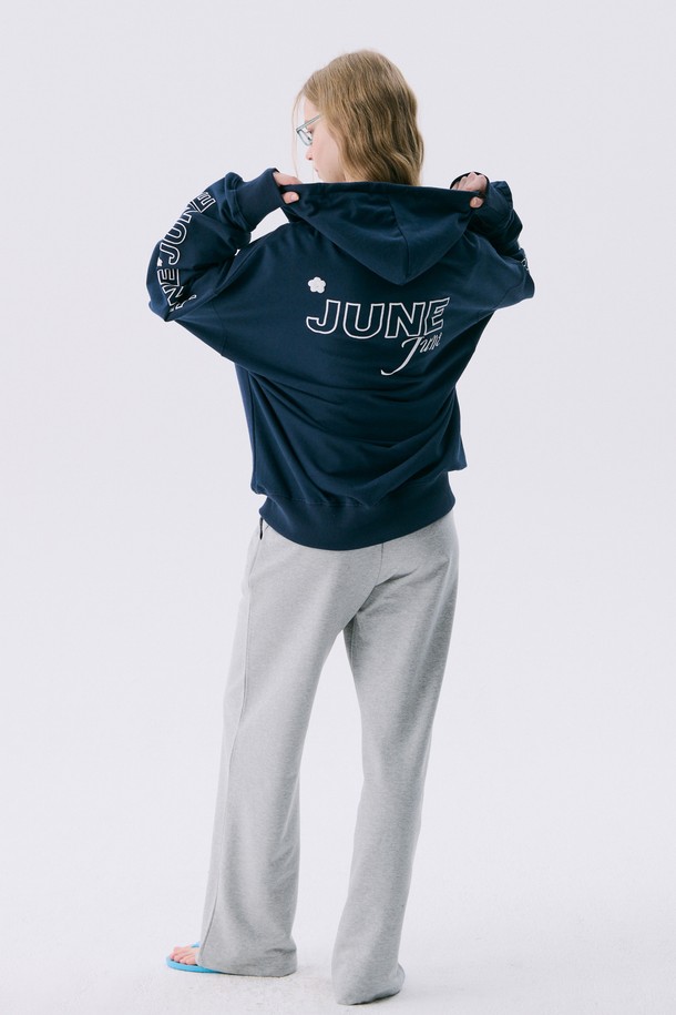 JUNEJUNE SPACE - 점퍼 - VOL11.Boxy Hood Zip-up_Navy