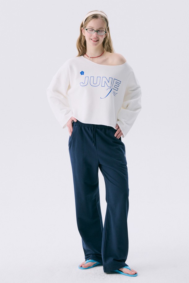 JUNEJUNE SPACE - 긴소매 티셔츠 - [1차 리오더] VOL11.Lawcut Mini Sweat_White