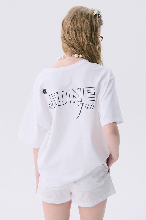 JUNEJUNE SPACE - 반소매 티셔츠 - VOL11.Basic Logo T_White