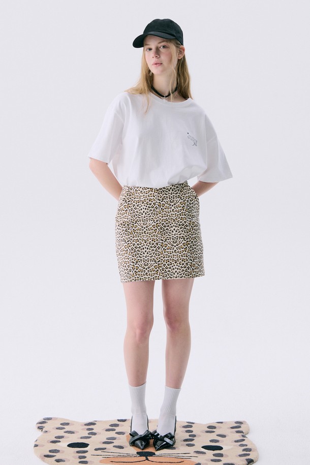 JUNEJUNE SPACE - 미니스커트 - VOL11.Leopard mini skirt_Beige