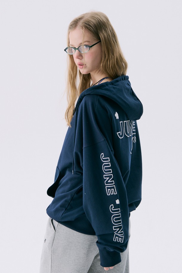 JUNEJUNE SPACE - 점퍼 - VOL11.Boxy Hood Zip-up_Navy