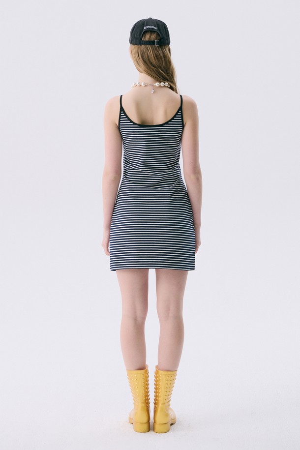 JUNEJUNE SPACE - 민소매 원피스 - VOL11.Stripe Mini Jersey Dress_DARK NAVY