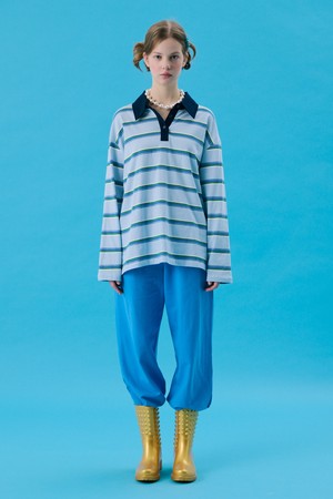 VOL11.Stripe Rugby Boxy T_Skyblue