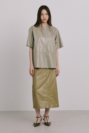 Eco Leather Skirt_Olive