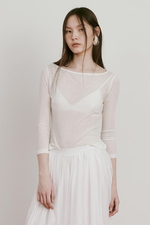 25 Boatneck Sheer T_White