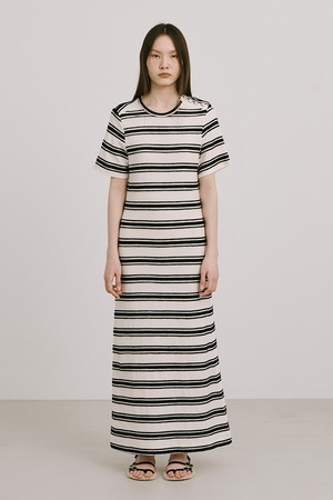 Stripe Jacquard Knit Dress_Cream