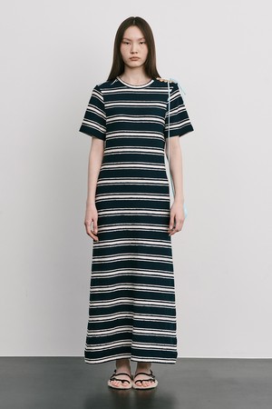 Stripe Jacquard Knit Dress_Navy