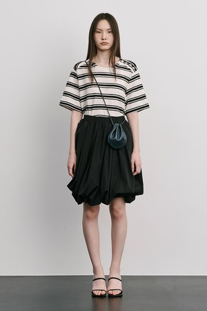 Stripe Jacquard Knit Short Sleeve T_Cream