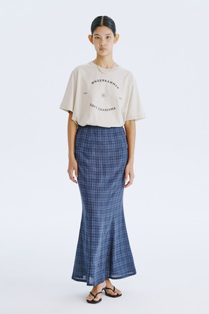 25 Check Mermaid Skirt_Navy