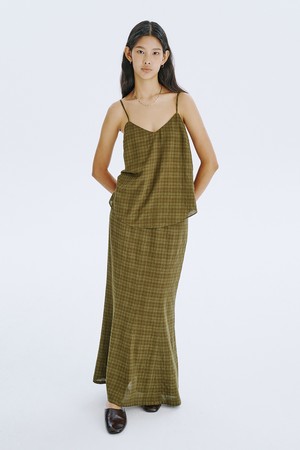 25 Check Mermaid Skirt_Khaki