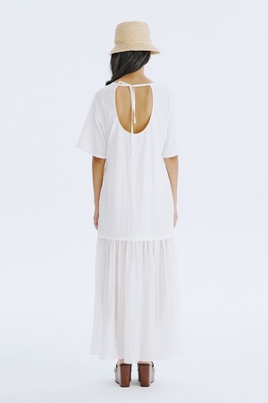 Bare Back Shirring Dress_White