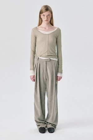 Steady Wide Tuck Pants_Grey