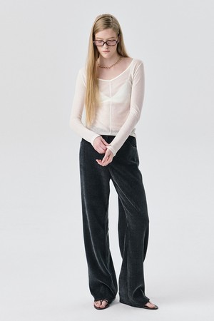 U neck Sheer T_Cream