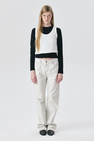 Straight Leg Denim Pants_White