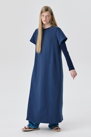 Short Sleeve Ponte Dress_Smoke Blue