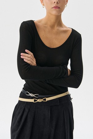 Vegan-leather Slim Belt_2Color