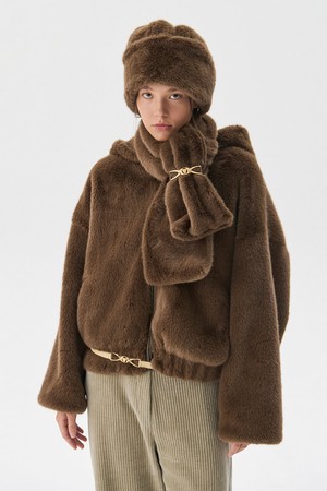 Mink fur Muffler_Brown