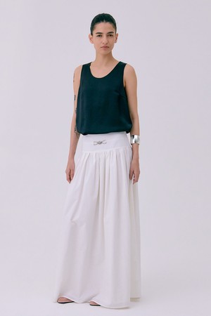 Shirring Maxi Skirt_White