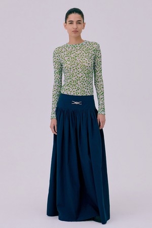Shirring Maxi Skirt_Navy