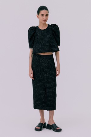 26 Tweed Puff Top_Black