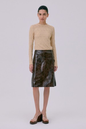 Midi Leather Skirt_Brown