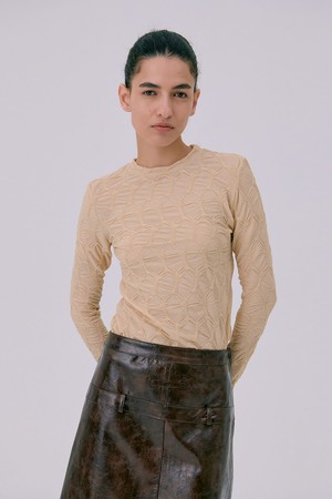 Crinkle T-Shirt_Light Beige