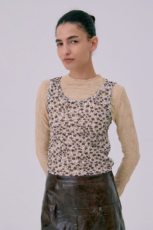 Floral Sleeveless_Beige