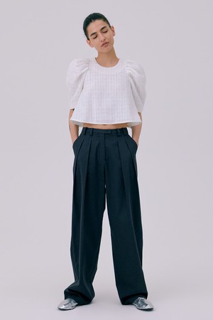 26 Zigzag Wide Pants_Navy