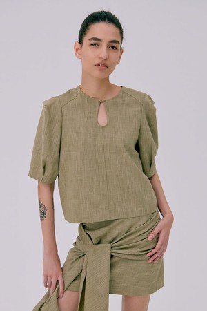 Puff Sleeve Blouse_Brown